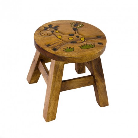 Dřevěná dětská stolička - žlutá žirafa II