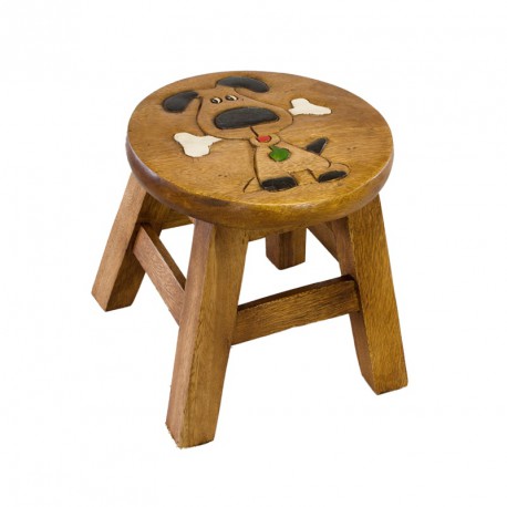 Dřevěná dětská stolička - pejsek s kostičkou