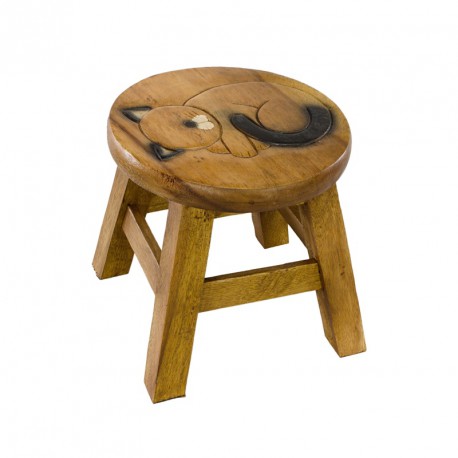 Dřevěná dětská stolička - spící kočka