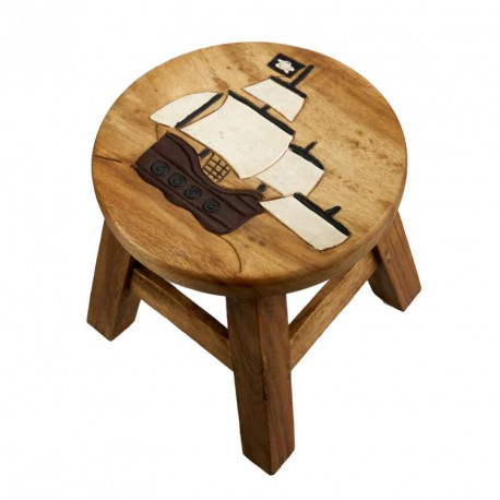 Dřevěná dětská stolička - PLACHETNICE PIRÁTSKÁ VLAJKA