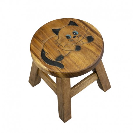 Dřevěná dětská stolička - kočička "číhací"