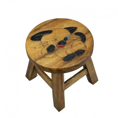 Dřevěná dětská stolička - KOČKA MRKACÍ