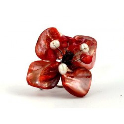 Prsten - červený květ